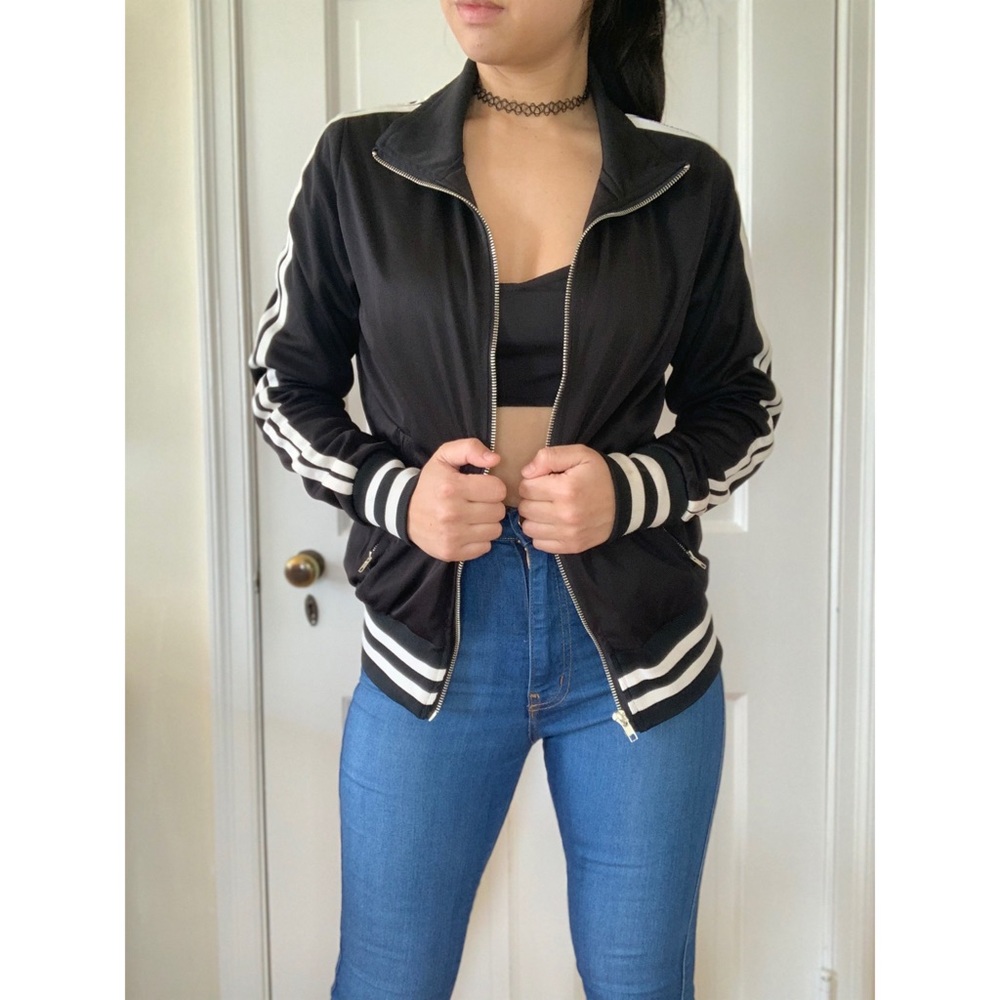 Black Athletic Zip Up Jacket